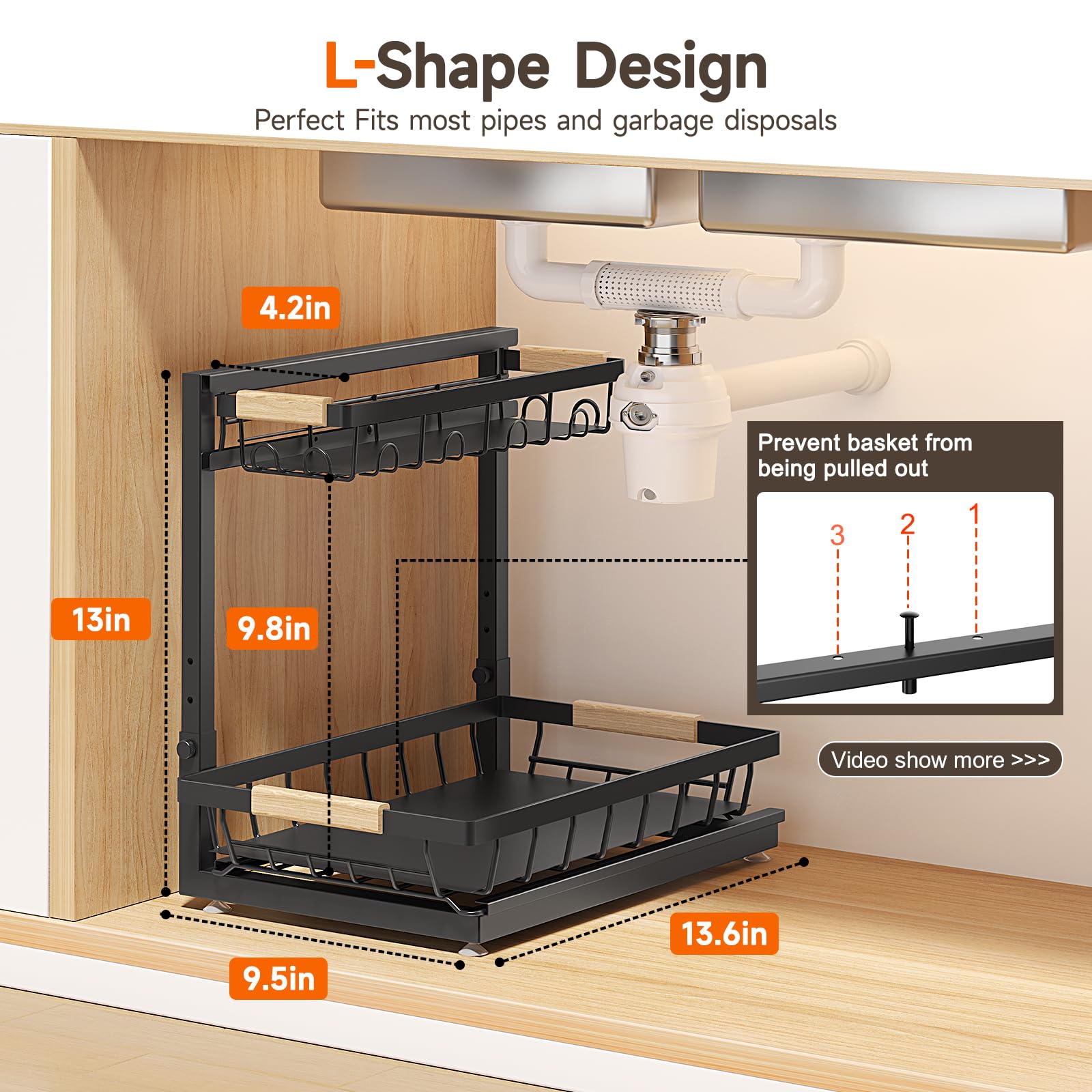 Height-Adjustable Two-Tier Under Sink Organizer