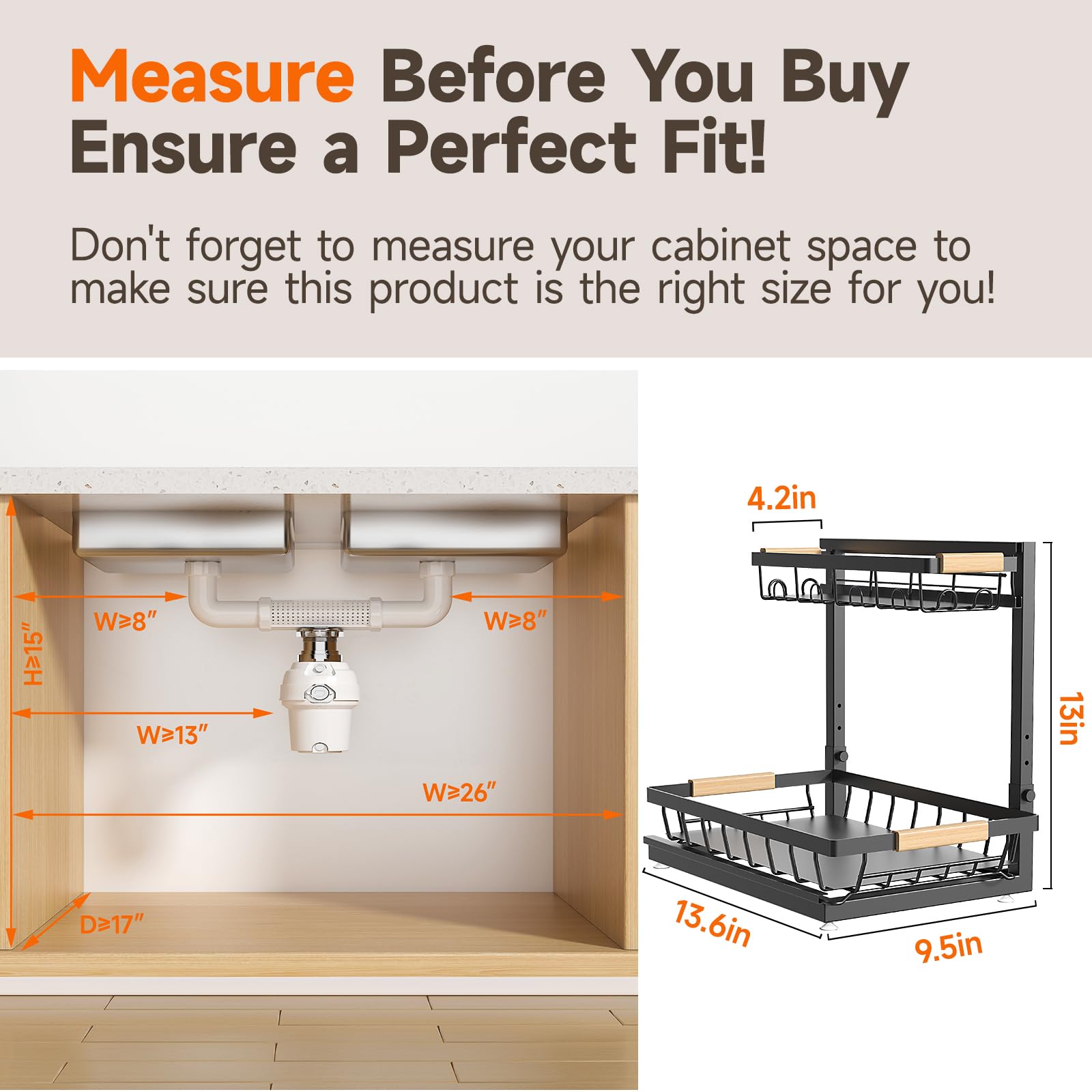Height-Adjustable Two-Tier Under Sink Organizer