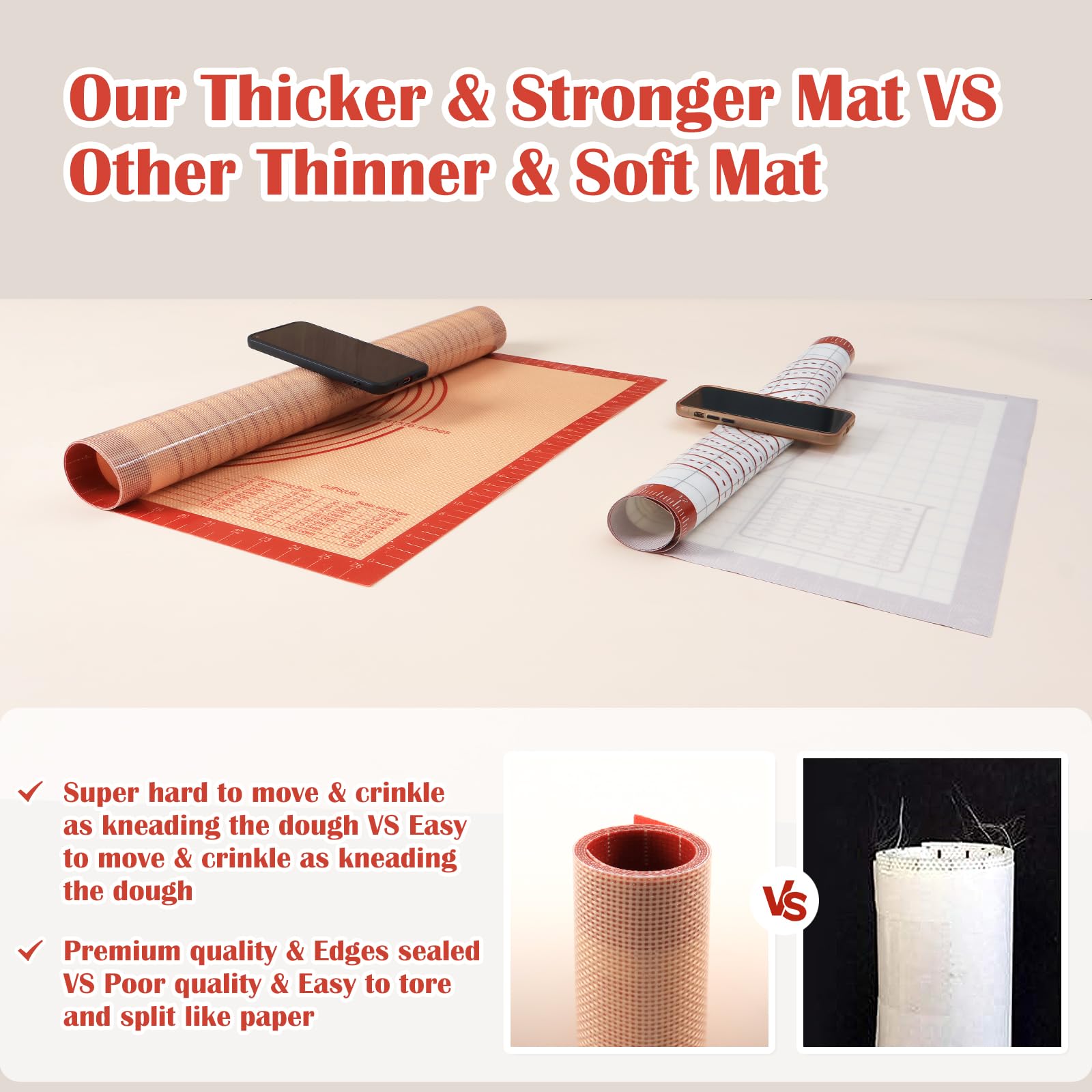 Extra Large Non-slip Silicone Pastry Mat with Measurements, 28'' x 20''