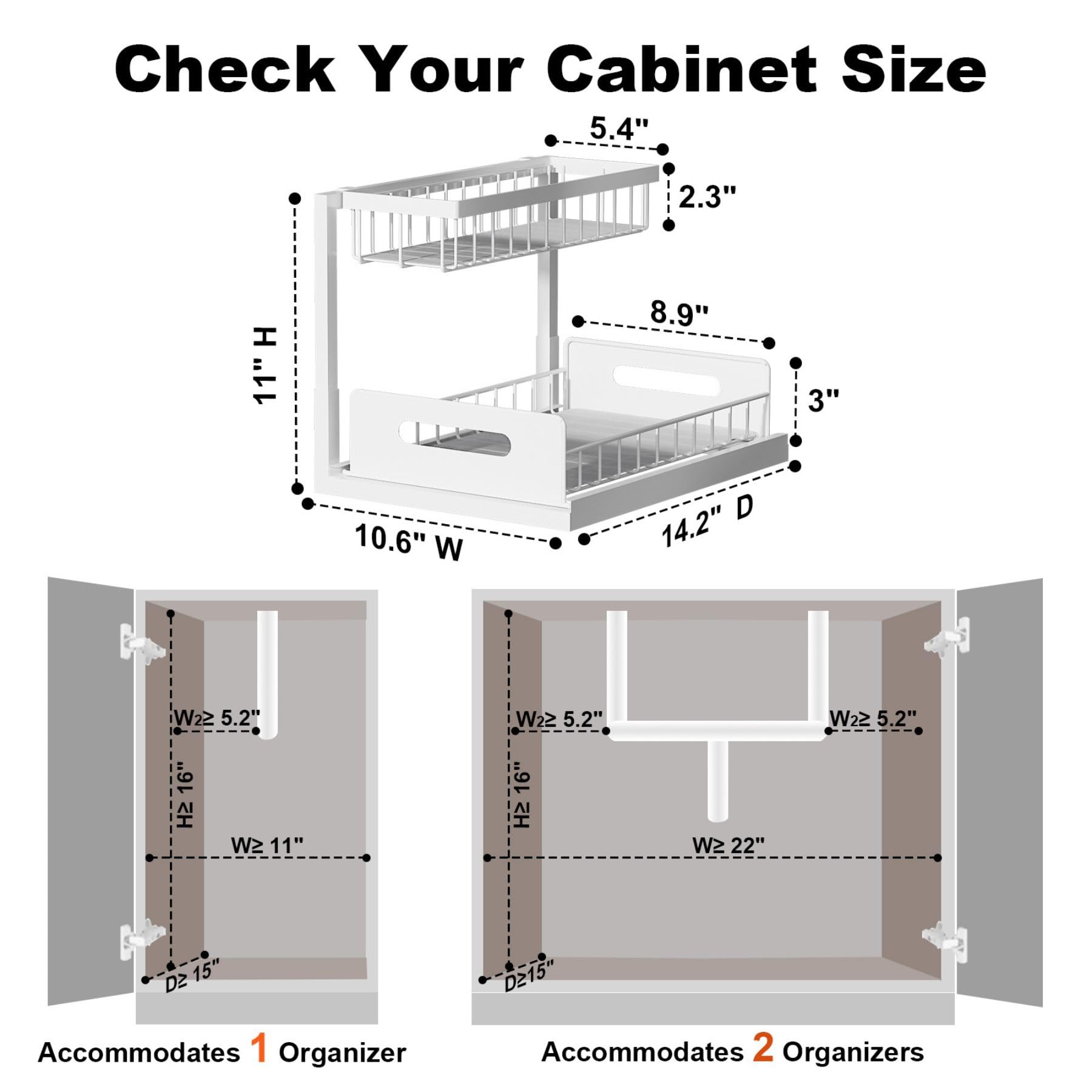 Two-Tier L-Shaped Pull-Out Under Sink Cabinet Organizer