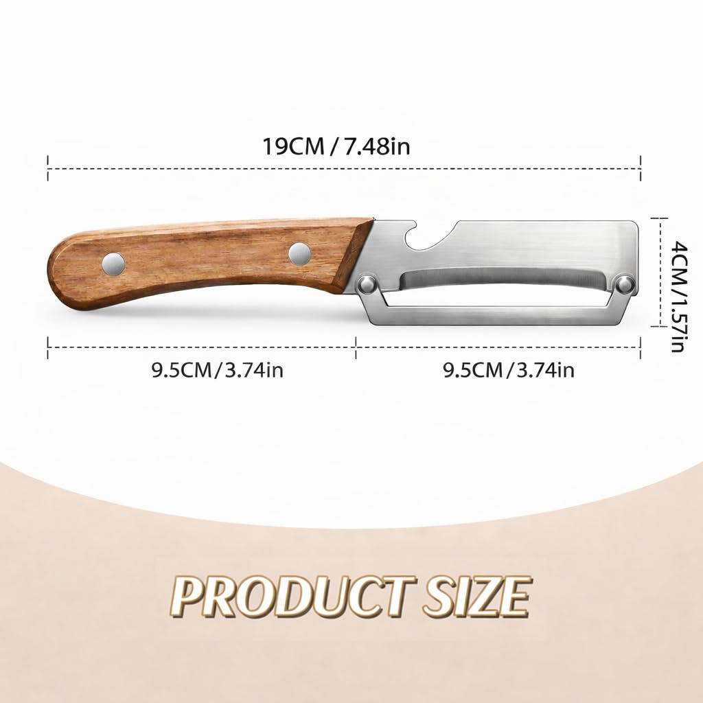 Premium Vegetable Peeler with Wood Handle and Bottle Opener
