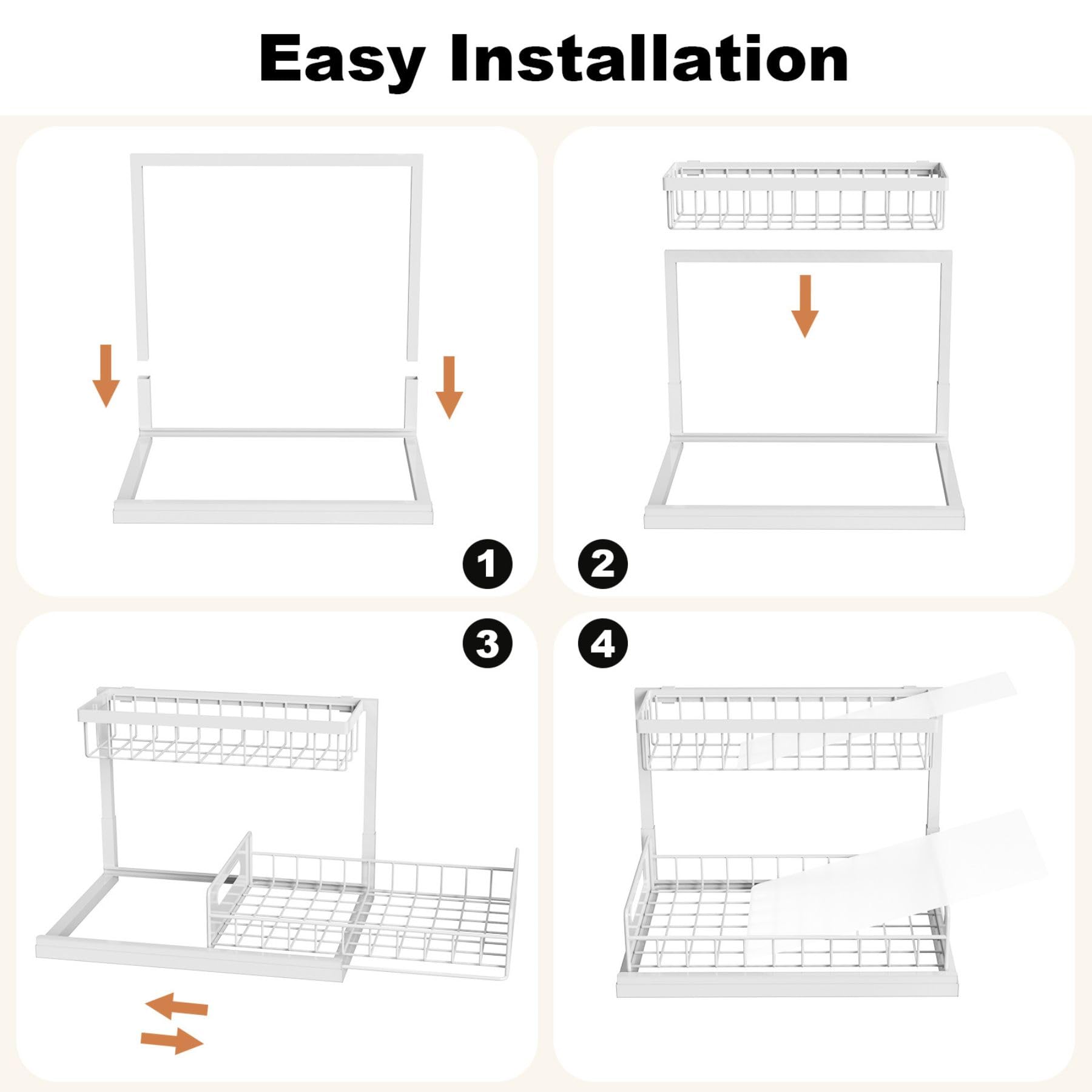 Two-Tier L-Shaped Pull-Out Under Sink Cabinet Organizer