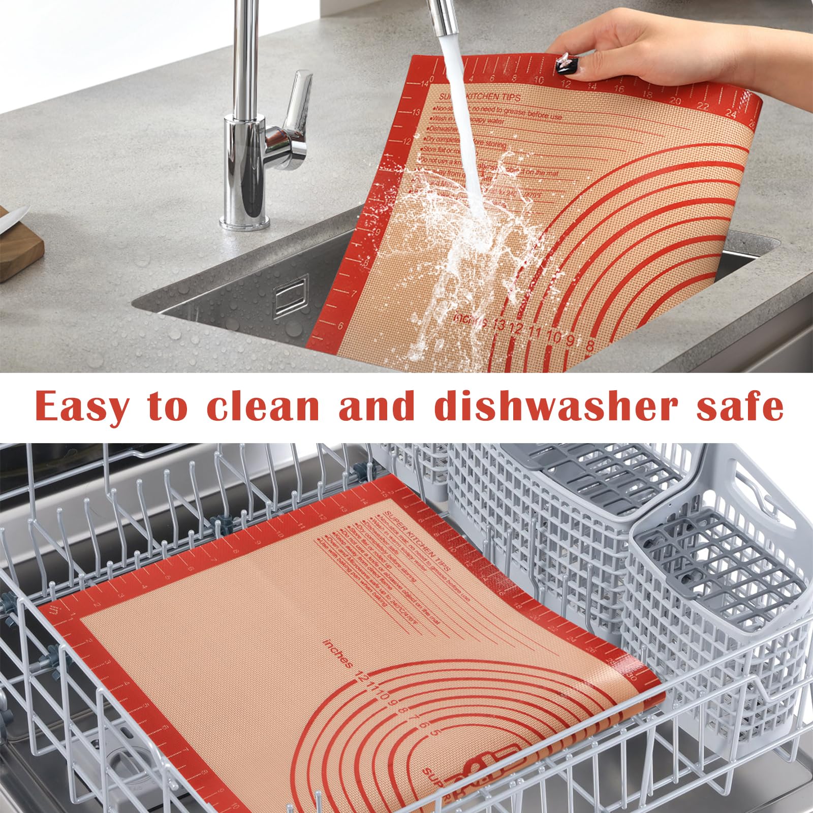Extra Large Non-slip Silicone Pastry Mat with Measurements, 28'' x 20''