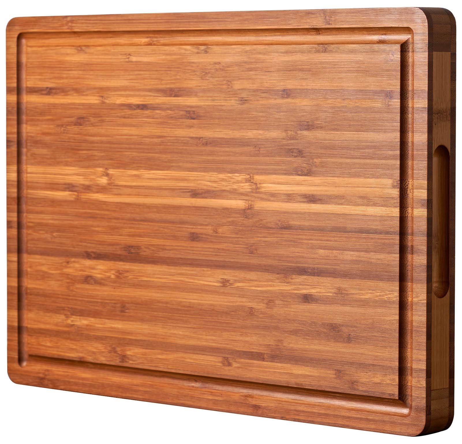 Premium Bamboo Cutting Board with Juice Grooves and Handles