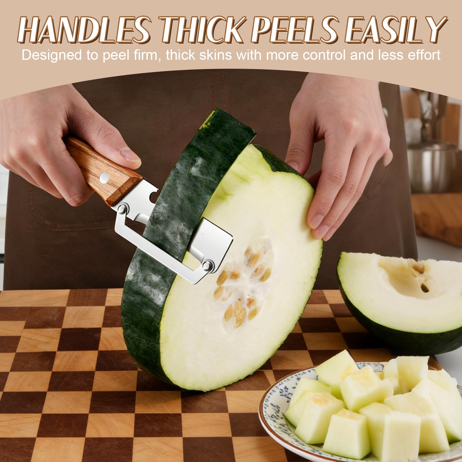 Premium Vegetable Peeler with Wood Handle and Bottle Opener