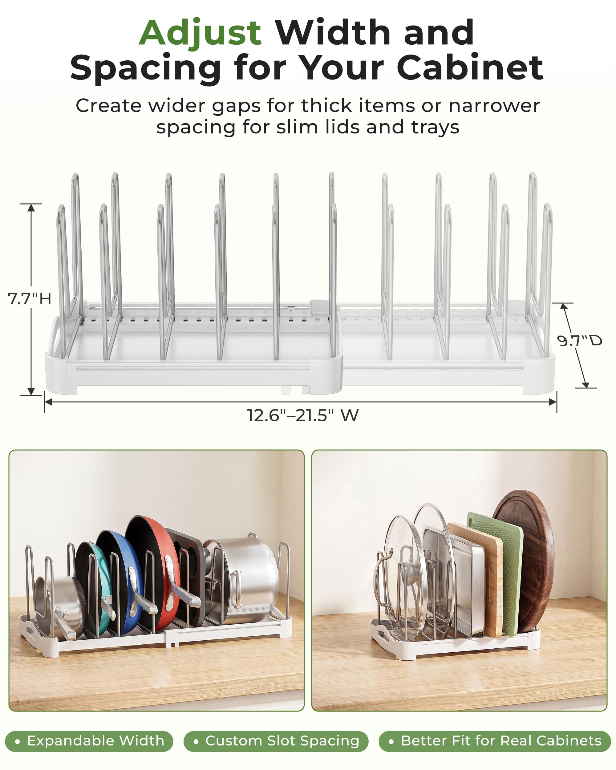 Extendable Kitchen Organizer for Bakeware and Lids