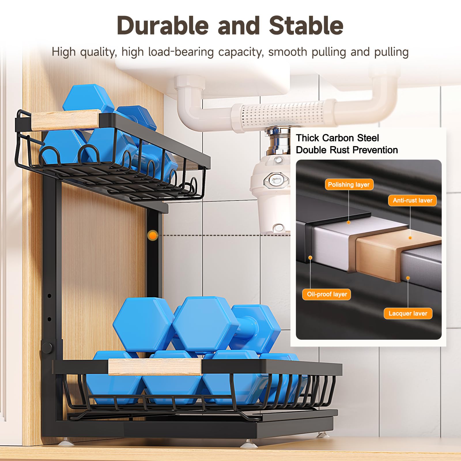 Height-Adjustable Two-Tier Under Sink Organizer