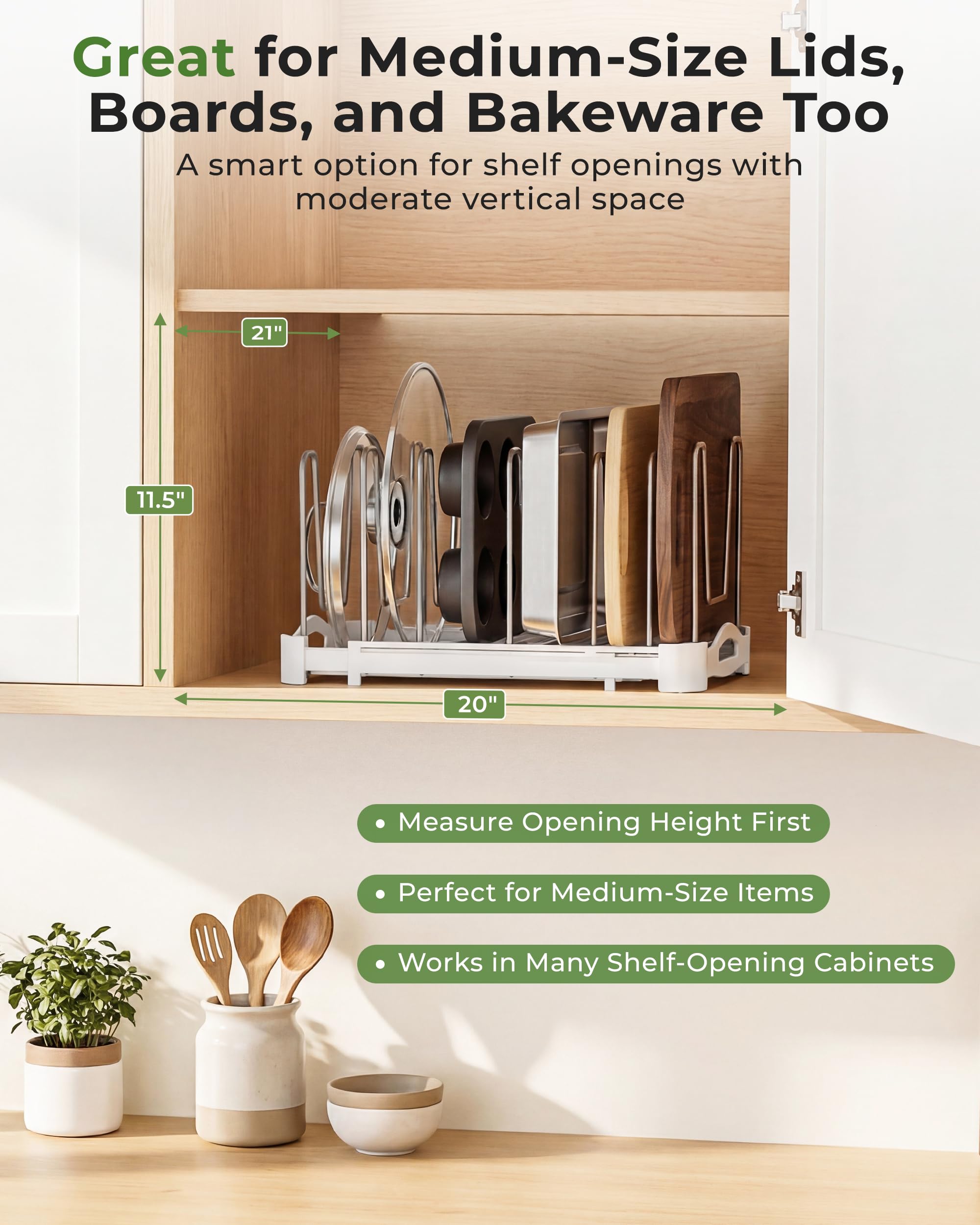Extendable Kitchen Organizer for Bakeware and Lids