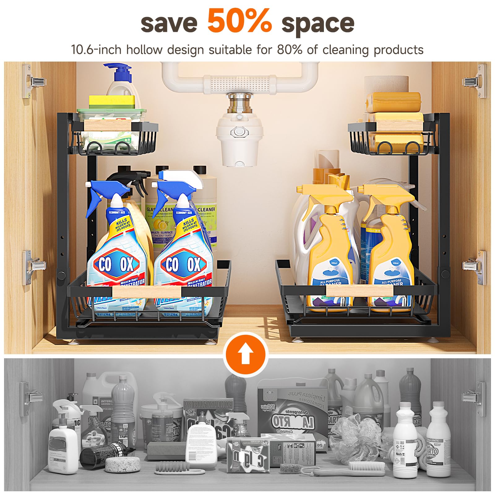 Height-Adjustable Two-Tier Under Sink Organizer